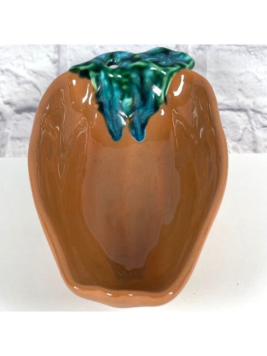 Unbranded Other - Vintage Ceramic Terracotta Bowl Handcrafted Green Glaze Southwest Chili Pepper